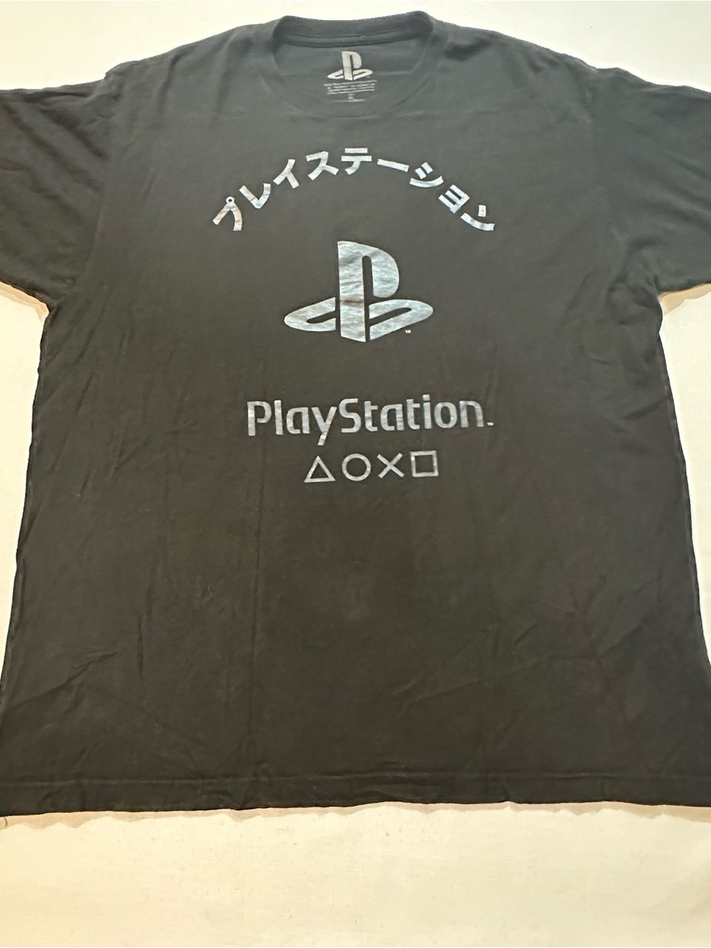 PlayStation Japanese Logo Graphic Tee XL Black Sony Gaming T Shirt